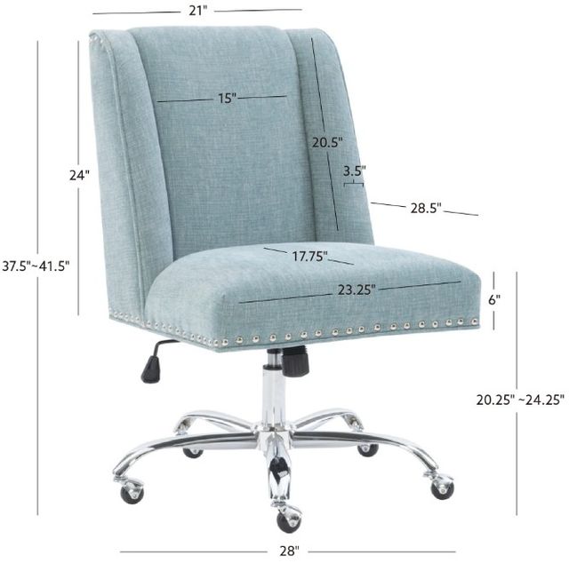 Linon Draper Aqua Office Chair-2