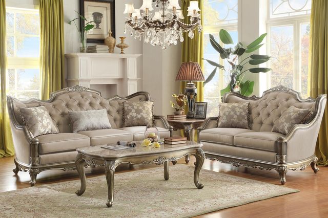 Mazin Furniture Florentina Goldstones Cocktail Table with Marble Top -2