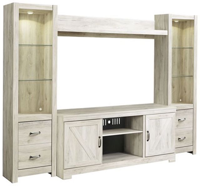 Signature Design by Ashley® Bellaby 4-Piece Whitewash Entertainment Center with Glass Shelves-0