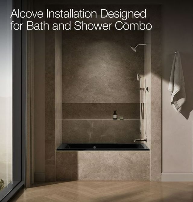 KOHLER® Archer® Black 60" x 30" Alcove Heated BubbleMassage™ Air Bath - Right Drain-3