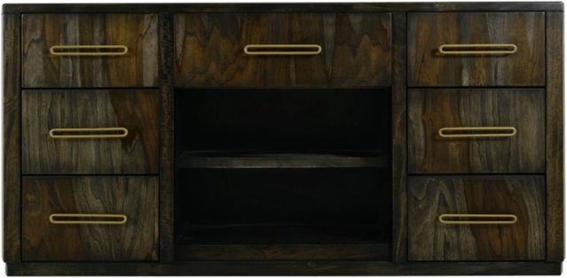 International Furniture Direct Balam Stained Dark 7-Drawer Console-3
