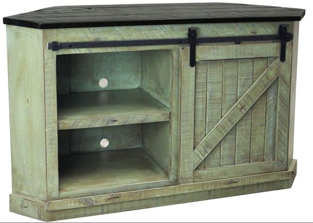 American Heartland Manufacturing Rustic Two-Tone Quaint Corner TV Cart-0