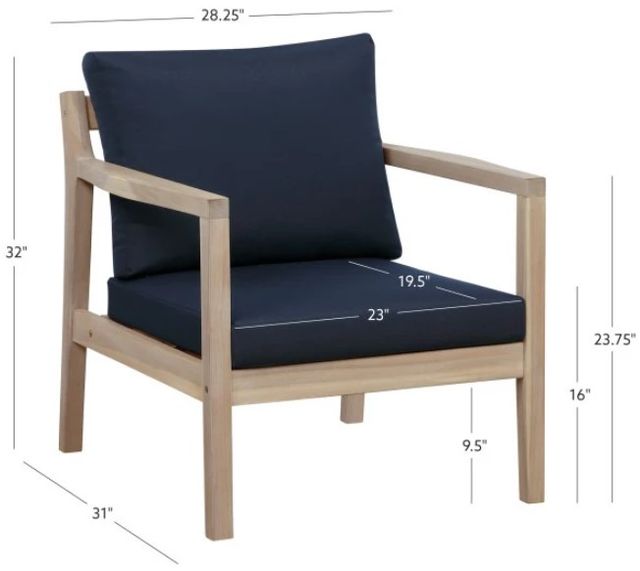 Linon Svana 2-Piece Navy/White Wash Fabric/Wood Outdoor Side Chair Set-2