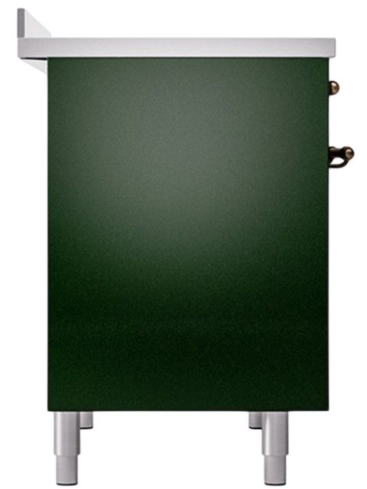 Ilve® Nostalgie II Noblesse 40'' Emerald Green Pro Style Induction Range with Burnished Trim-2