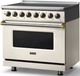Viking® 5 Series 36" Pure White Pro Style Induction Range with Brushed Brass Trim-2