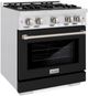 ZLINE Select 30" Satin Stainless Steel Convection Pro Style Gas Range with Black Matte Door-2