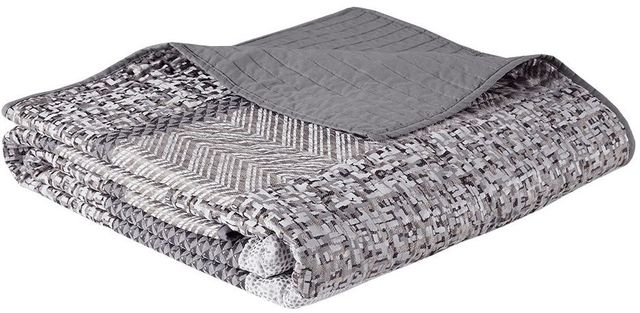Olliix by Madison Park Rhapsody 6 Piece Grey/Taupe King/California King Reversible Jacquard Coverlet Set-3