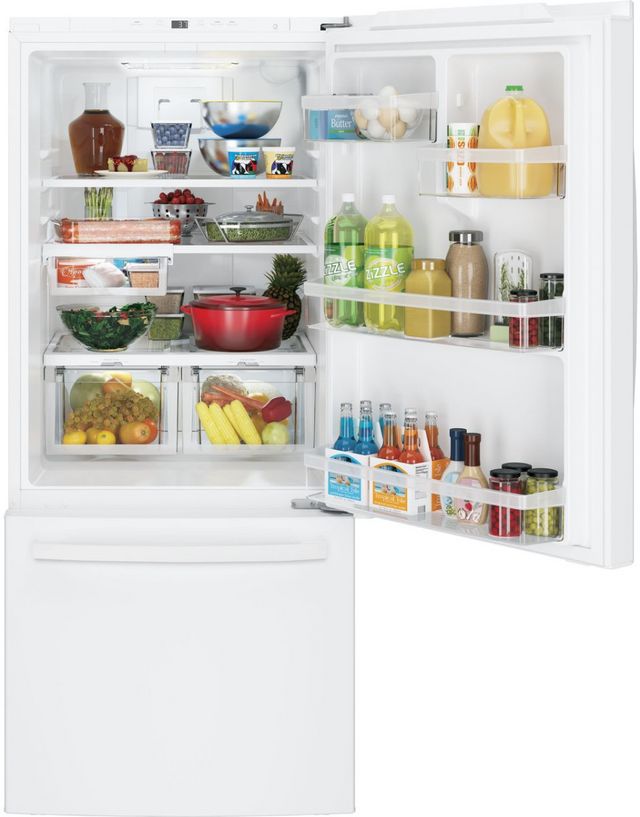GE® 30 in. 21.0 Cu. Ft. White Bottom Freezer Refrigerator-2