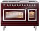 Ilve® Nostalgie II Noblesse 48'' Burgundy Pro Style Dual Fuel Range with Chrome Trim-1