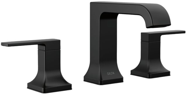 Delta Velum™ Matte Black 6" 2-Handle Lever Widespread Bathroom Faucet-0
