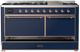 Ilve® Majestic III 60" Midnight Blue Pro Style Dual Fuel Natural Gas Range with Solid Door and Copper Trim-1