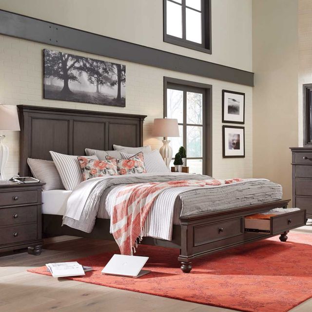 aspenhome® Oxford Peppercorn Queen Panel Storage Bed-3