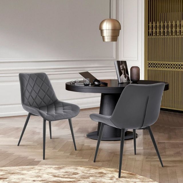 Armen Living Loralie 2-Piece Gray/Matte Black Dining Side Chair Set-1