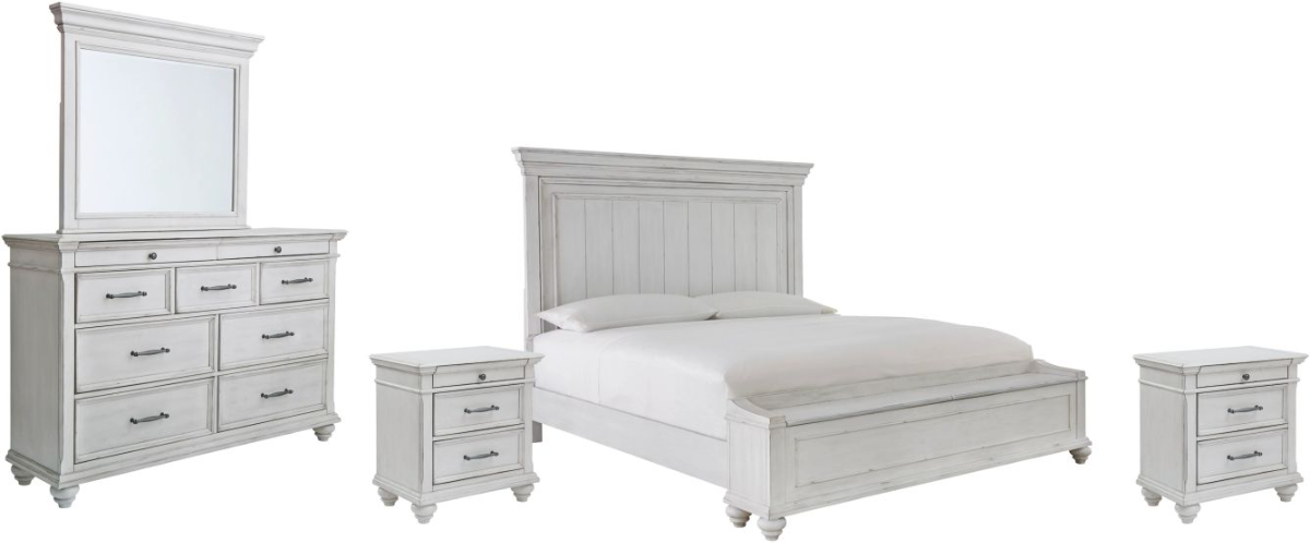Kanwyn 5 Piece King Storage Bedroom - Whitewash Kanwyn 5 Piece King Storage Bedroom - Whitewash