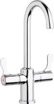 Elkay Chrome Single Hole 12.5" Deck Mount Faucet with Gooseneck Spout and Twin Lever Handles-0