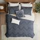 Olliix by INK+IVY Sofia Navy Cotton Embroidered Decorative Square Pillow-4
