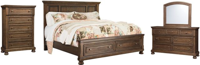 Signature Design by Ashley® Flynnter 4-Piece Medium Brown California King Panel Storage Bed Set-0