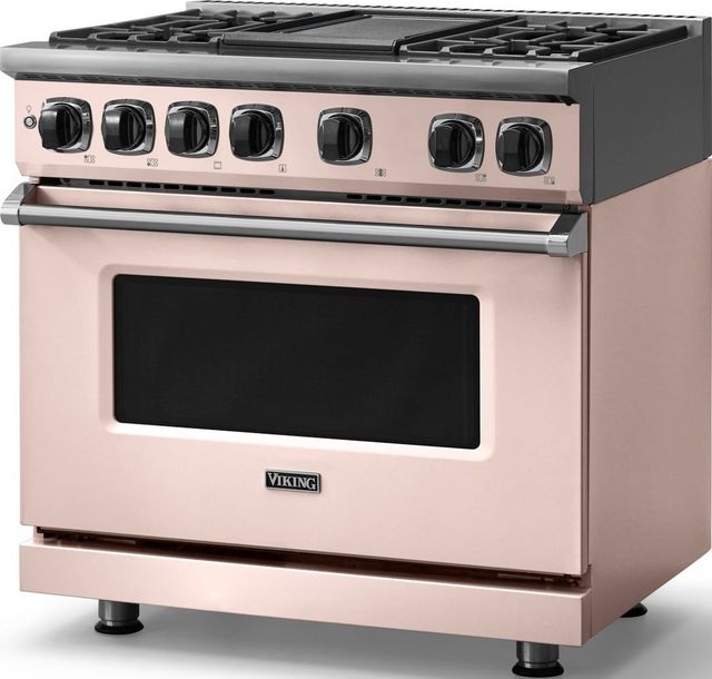 Viking® 7 Series 36" Blush Pro Style Dual Fuel Range with Griddle-3