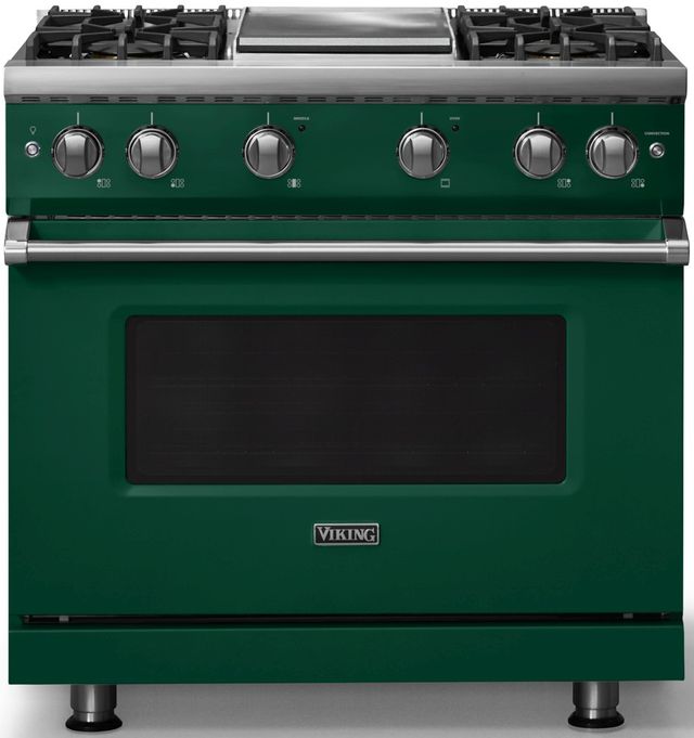 Viking® 5 Series 36" Ivy Pro Style Gas (LP) Range with Polished Chrome Trim-0