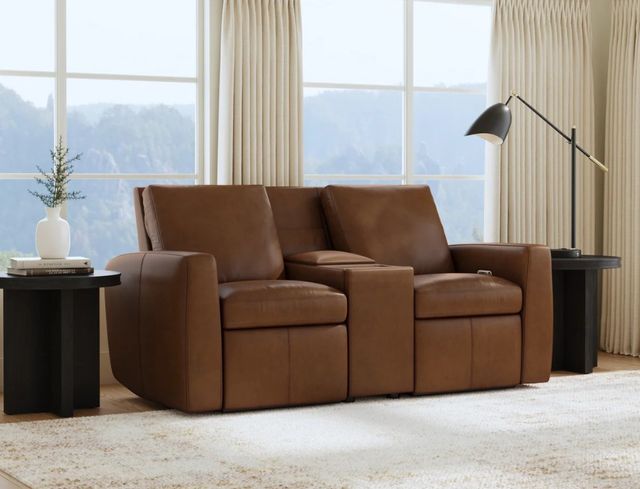 Flexsteel® Aria Sedona Leather Power Reclining Loveseat with Console-1