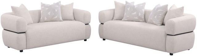 Coaster® Jeanette 2-Piece Upholstered Beige Round Arm Sofa Set-0
