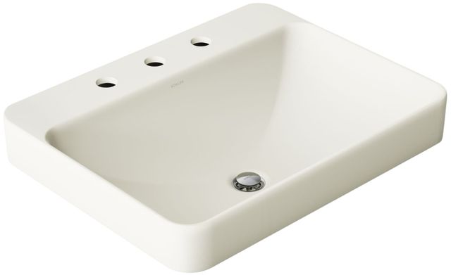 Kohler Vox® Biscuit 23" 3 Faucet Holes Rectangular Vessel Bathroom Sink-0