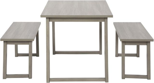 Signature Design by Ashley® Loratti 3-Piece Gray Dining Table and Benches Set-1