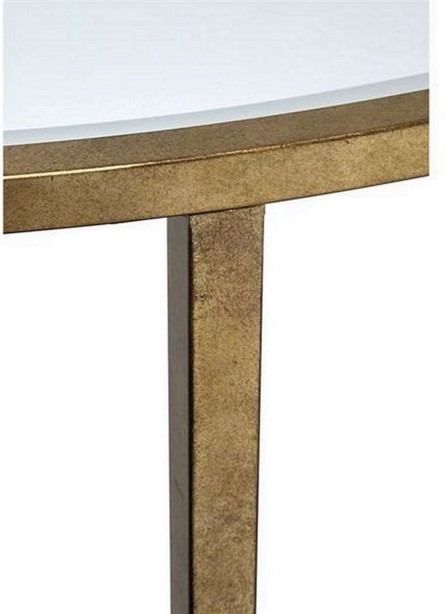 Magnussen Home® Copia Glass Top Oval End Table with Antiqued Tint Metal Base-3