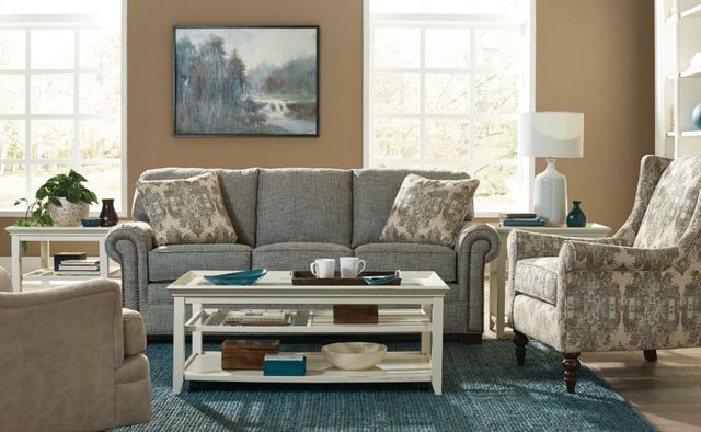 Craftmaster® Customizable Craftmaster Essentials Pleated Rolled Arm 3-Cushion Sofa-3