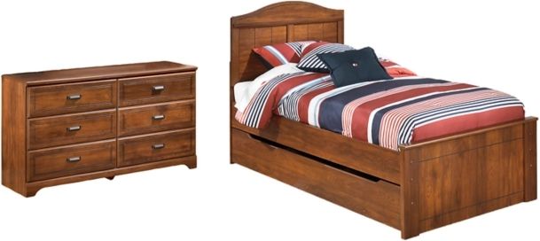 Signature Design by Ashley® Barchan 2-Piece Medium Brown Twin Panel Bed Set-0
