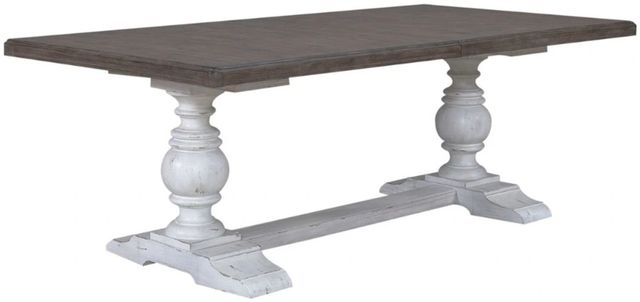Liberty Furniture River Place 5-Piece Riverstone White/Tobacco Trestle Dining Set-2
