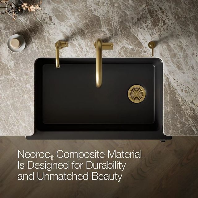 KOHLER® Cairn® Matte Black Undermount Single-Bowl Farmhouse Kitchen Sink-4