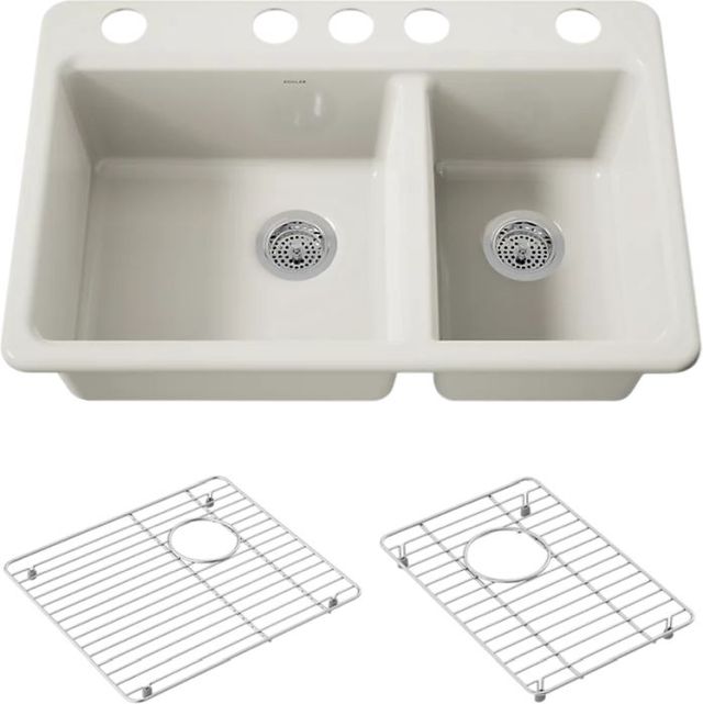 KOHLER® Riverby® Biscuit 33" Undermount Double-Bowl Kitchen Sink-0