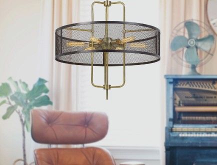 Cal® Lighting & Accessories Leiden Antique Brass/Black Chandelier-1