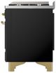 Ilve® Majestic III 40" Glossy Black Pro Style Dual Fuel Natural Gas Range with Solid Door and Brass Trim-4