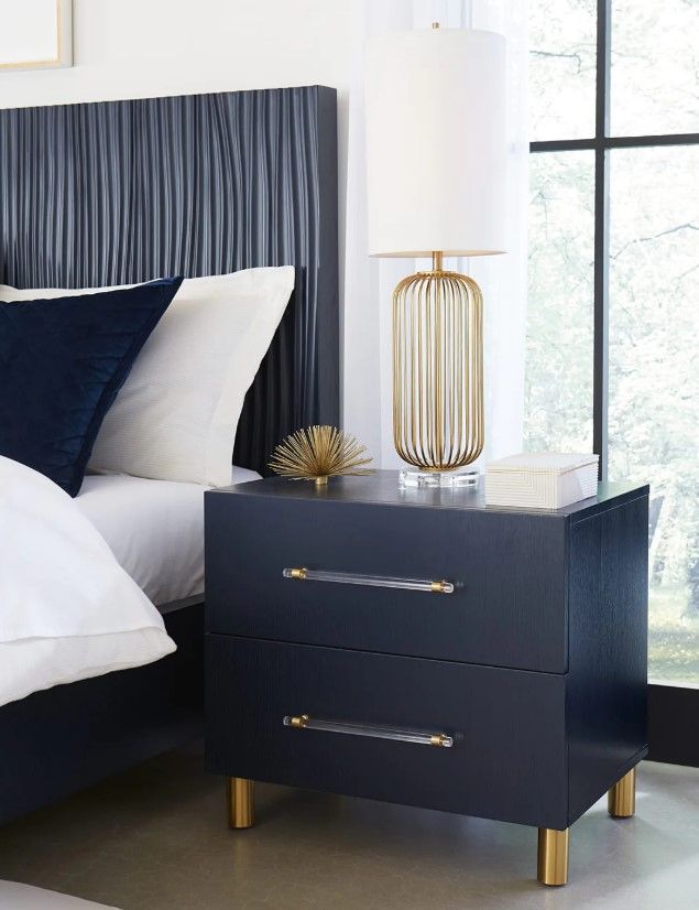 Modus Furniture Argento Navy Blue Nightstand-1