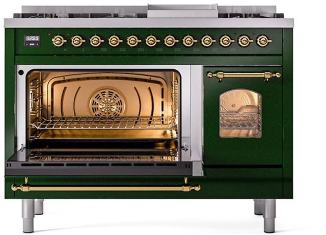 Ilve® Nostalgie II Series 48" Emerald Green Pro Style Dual Fuel Range-3