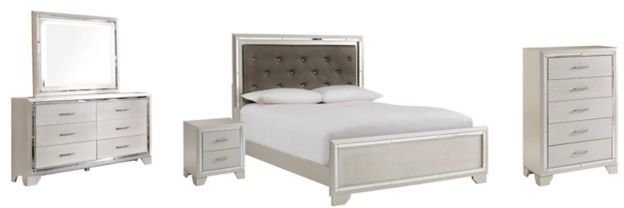 Signature Design by Ashley® Lonnix 5-Piece Silver Queen Panel Bed Set-0