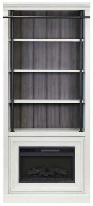 Martin Furniture Toulouse 3-Piece Rustic White Fireplace Bookcase-2