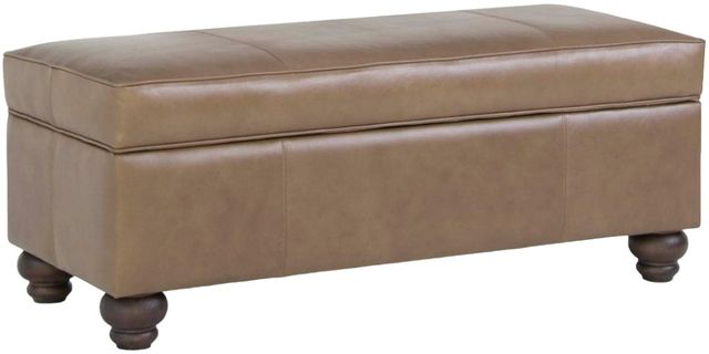 Smith Brothers Customizable 901 Leather Storage Ottoman with Turned Leg-0