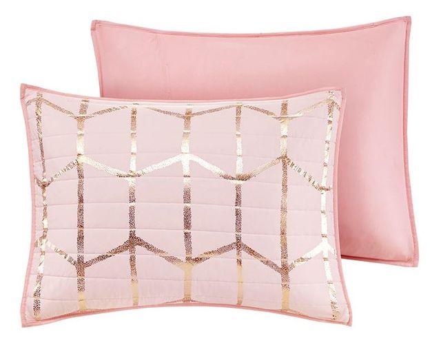Olliix by Intelligent Design Raina Blush Six Piece Metallic Printed Reversible Daybed Set-1