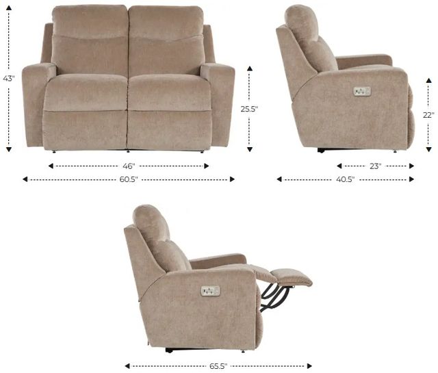 La-Z-Boy® Emmons Brindle Power Reclining Loveseat with Headrest-2