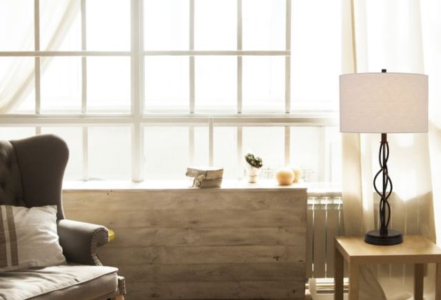 Cal® Lighting & Accessories Antony Textured Bronze/White Table Lamp-1