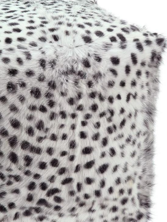 Moe's Home Collection Spotted Goat Fur Light Grey Pouf-3