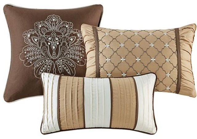 Olliix by Madison Park Brown/Gold California King Bellagio 7 Piece Jacquard Comforter Set-1