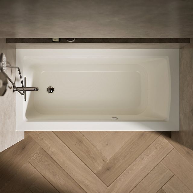 KOHLER® Archer® Biscuit 60" x 30" Alcove Heated Bubble Massage™ Air Bath - Left Drain-2