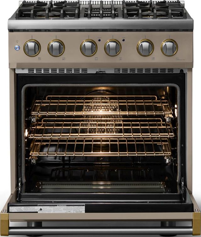 Viking® 5 Series 30" Nantucket Pro Style Dual Fuel (NG) Range with Brushed Brass Trim-1