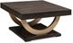 Handstone Customizable Contempo Brushwork Peppercorn Square Pedestal Coffee Table with Metal Curves-0