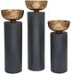 A & B Home Pillar 3-Piece Black/Gold Candle Holder Set-1