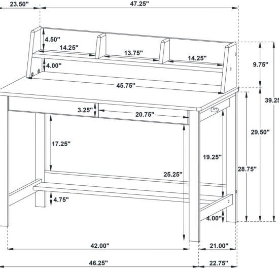 Coaster® Besler Black/Gray Stone SmartTop Writing Desk with Shelf-2
